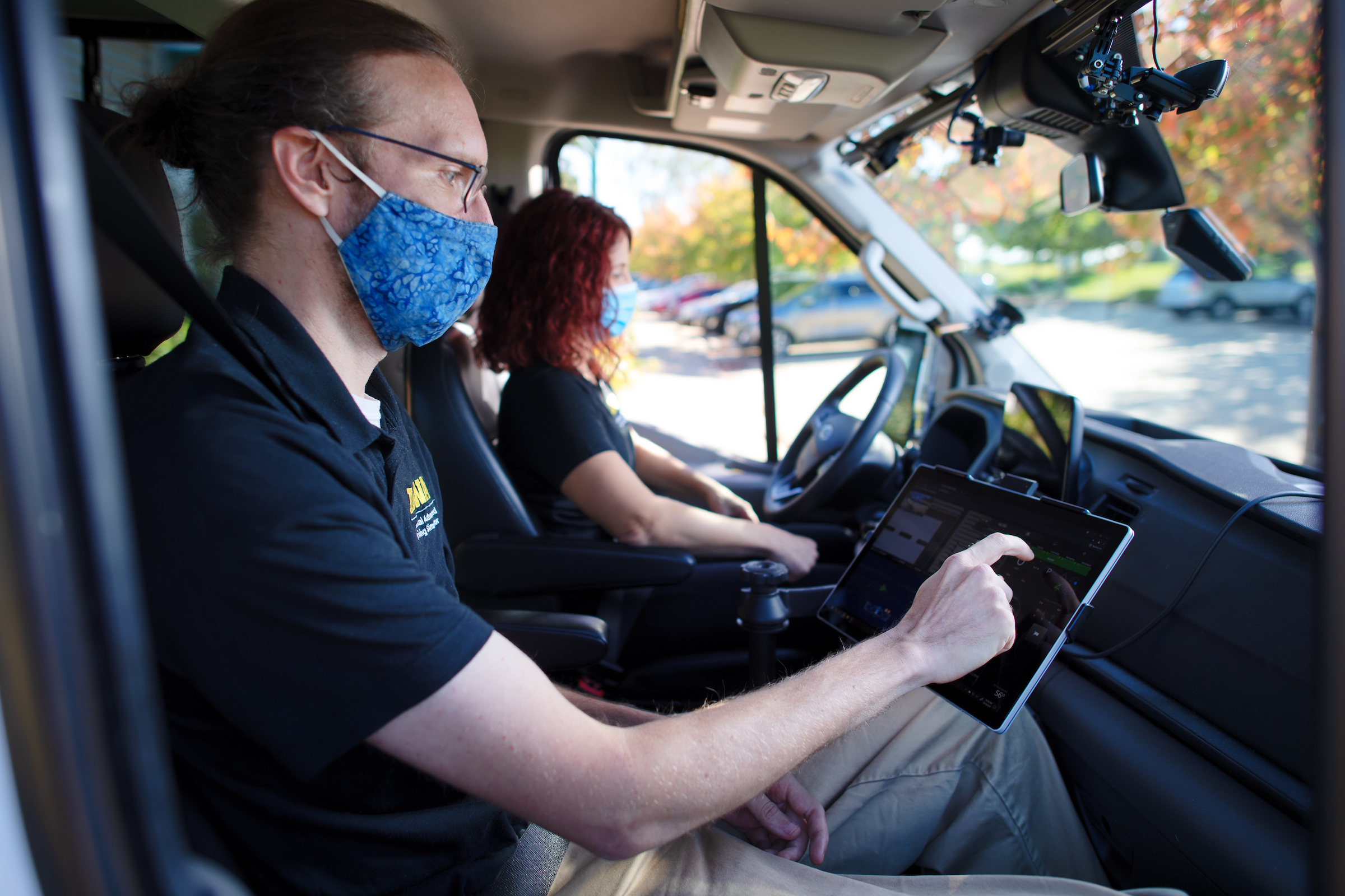 Steve in copilot seat in the ADS for Rural America Transit