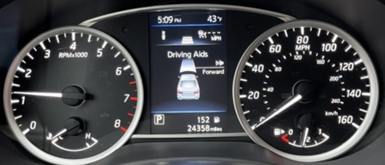 dashboard photo showing advanced driving assistant systems (ADAS)