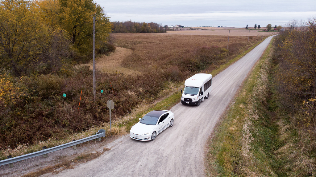 NADS research vehicles on rural road