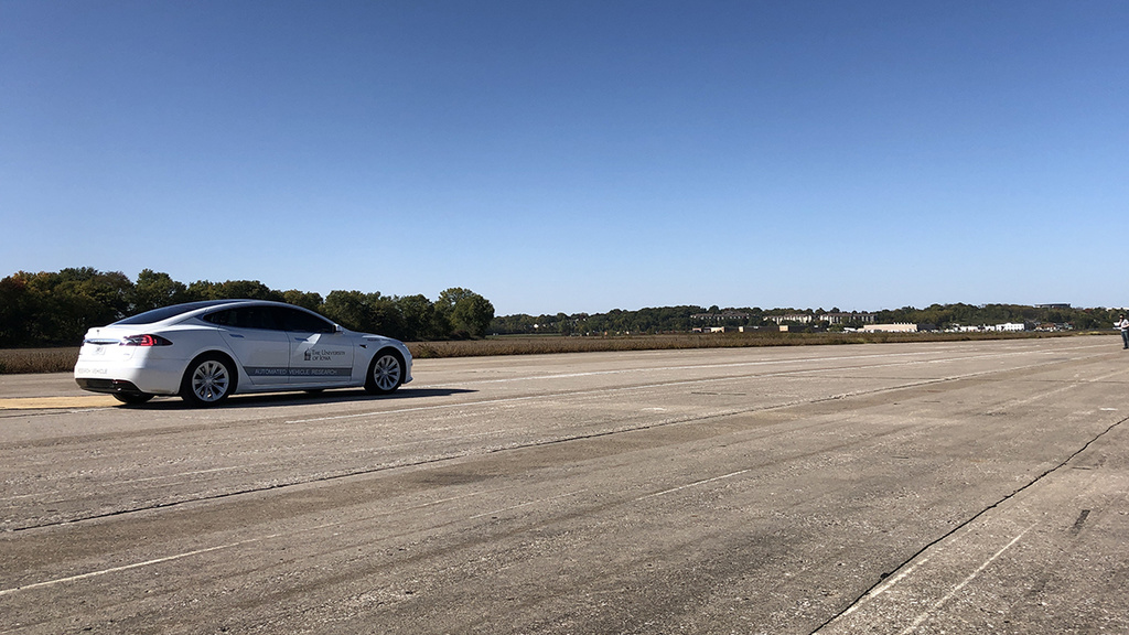 Tesla at airport track