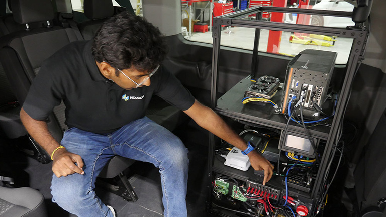 Hexagon's Sri Mushty, one of the autonomous software specialists working on our automated vehicle