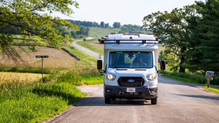 ADS for Rural America Ford transit on rural road
