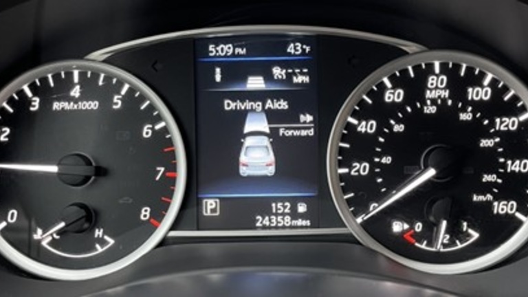 dashboard photo showing advanced driving assistant systems (ADAS)